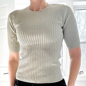 Guess Ribbed Knit Top in Olive Green